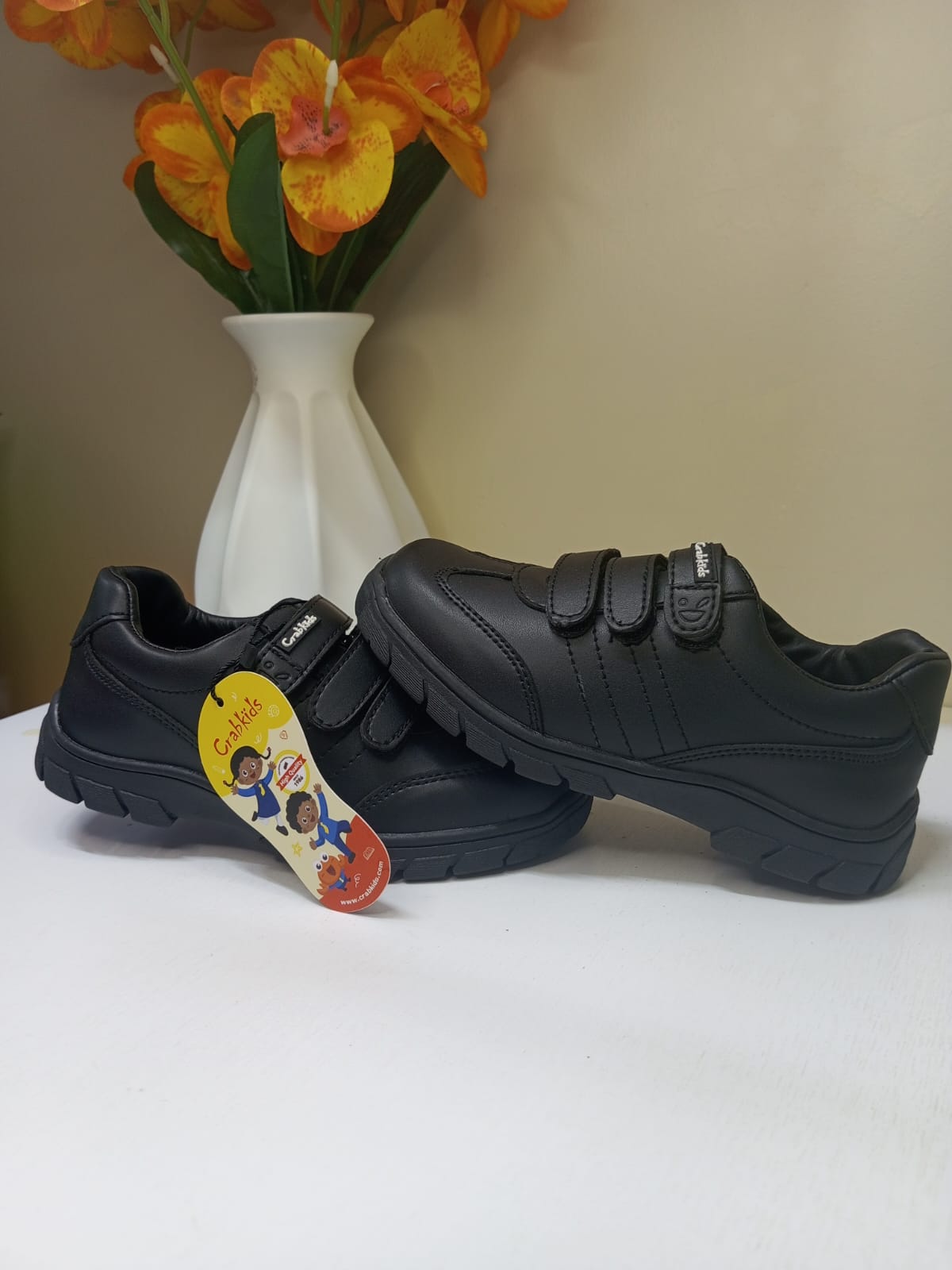 CrabKids Classic Triple Strap School Shoe